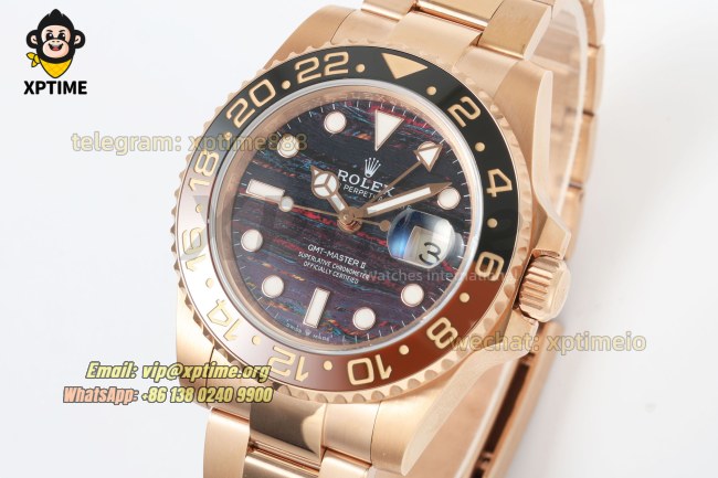 GMT Master II 126715 Rootbeer 40mm 3EF Tiger Iron/Dot on Oys RG/RG Bracelet SH3285