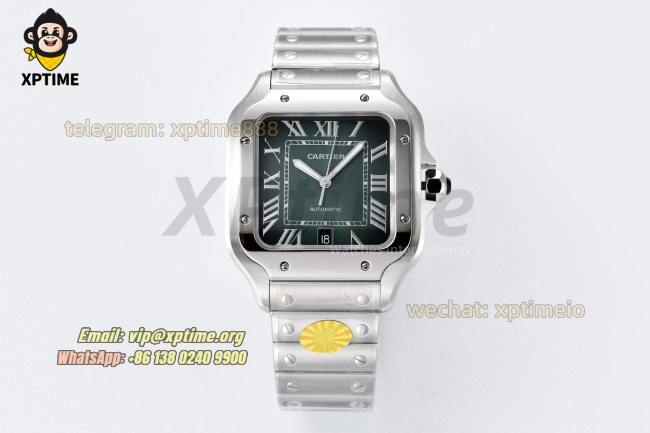 Santos De Cartier 40mm AF Green/Roman on SS/SS Bracelet MY9015 Santos De Cartier 40mm AF Green/Roman on SS/SS Bracelet MY9015