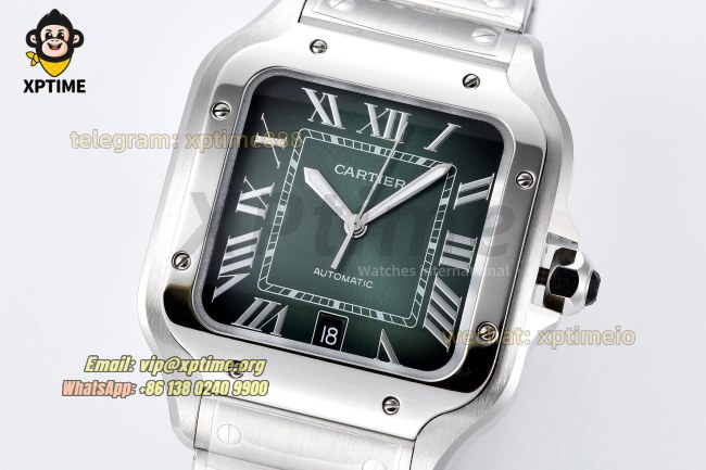 Santos De Cartier 40mm AF Green/Roman on SS/SS Bracelet MY9015 Santos De Cartier 40mm AF Green/Roman on SS/SS Bracelet MY9015
