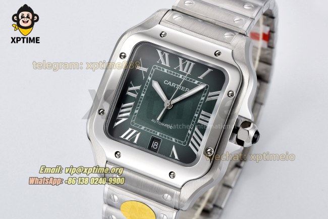 Santos De Cartier 40mm AF Green/Roman on SS/SS Bracelet MY9015 Santos De Cartier 40mm AF Green/Roman on SS/SS Bracelet MY9015