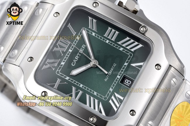 Santos De Cartier 40mm AF Green/Roman on SS/SS Bracelet MY9015 Santos De Cartier 40mm AF Green/Roman on SS/SS Bracelet MY9015