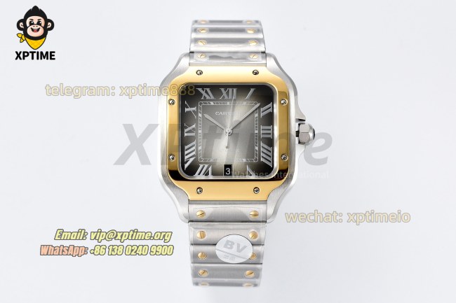 Santos De Cartier 40mm BVF Gray/Roman on SS/SS Bracelet MY9019 Santos De Cartier 40mm BVF Gray/Roman on SS/SS Bracelet MY9019