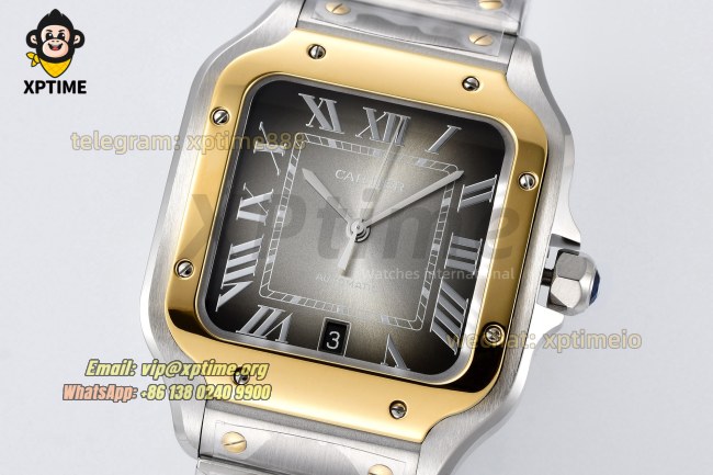 Santos De Cartier 40mm BVF Gray/Roman on SS/SS Bracelet MY9019 Santos De Cartier 40mm BVF Gray/Roman on SS/SS Bracelet MY9019