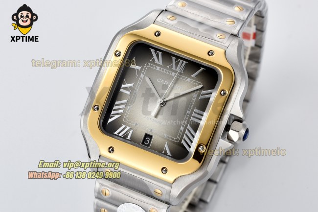 Santos De Cartier 40mm BVF Gray/Roman on SS/SS Bracelet MY9019 Santos De Cartier 40mm BVF Gray/Roman on SS/SS Bracelet MY9019
