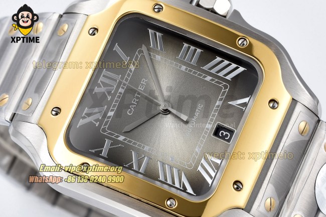 Santos De Cartier 40mm BVF Gray/Roman on SS/SS Bracelet MY9019 Santos De Cartier 40mm BVF Gray/Roman on SS/SS Bracelet MY9019