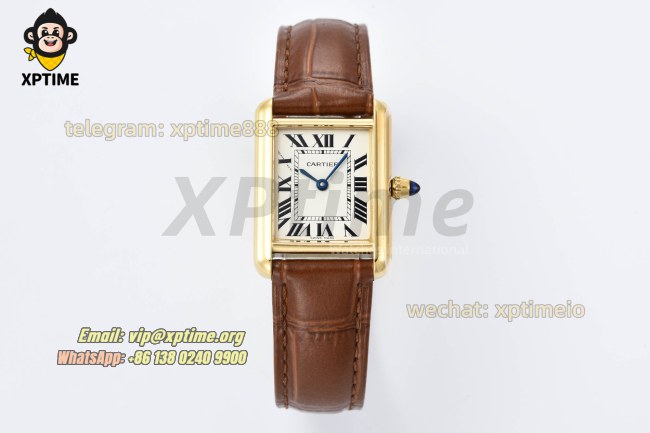 Tank Louis 22mm AF White/Roman on YG/LE Strap Quartz Tank Louis 22mm AF White/Roman on YG/LE Strap Quartz