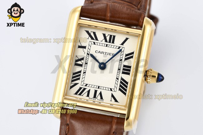 Tank Louis 22mm AF White/Roman on YG/LE Strap Quartz Tank Louis 22mm AF White/Roman on YG/LE Strap Quartz