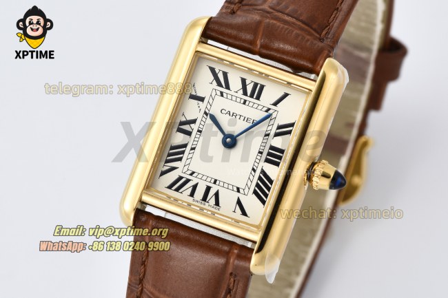 Tank Louis 22mm AF White/Roman on YG/LE Strap Quartz Tank Louis 22mm AF White/Roman on YG/LE Strap Quartz