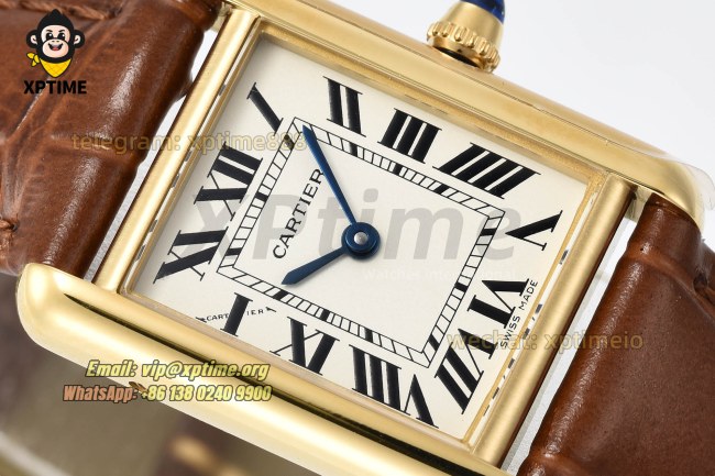 Tank Louis 22mm AF White/Roman on YG/LE Strap Quartz Tank Louis 22mm AF White/Roman on YG/LE Strap Quartz