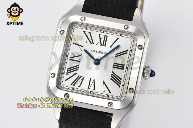 Santos Dumont 27.5mm AF White/Roman on SS/LE Strap Quartz Santos Dumont 27.5mm AF White/Roman on SS/LE Strap Quartz