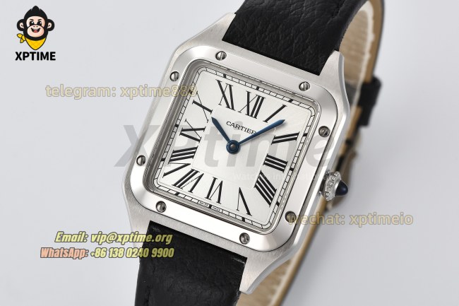 Santos Dumont 27.5mm AF White/Roman on SS/LE Strap Quartz Santos Dumont 27.5mm AF White/Roman on SS/LE Strap Quartz