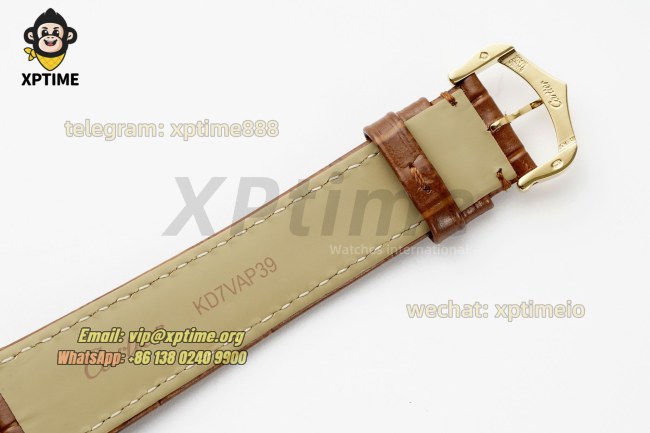 Tank Louis Date 25.5mm AF White/Roman on YG/LE Strap Quartz Tank Louis Date 25.5mm AF White/Roman on YG/LE Strap Quartz
