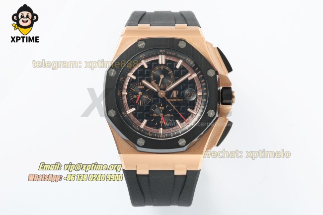 Royal Oak Offshore 26400SO 44mm APPF Black/Stick on RG/RU Bracelet A7750 Royal Oak Offshore 26400SO 44mm APPF Black/Stick on RG/RU Bracelet A7750