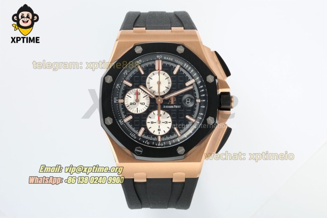 Royal Oak Offshore 26400SO 44mm APPF Black & White/Stick on RG/RU Bracelet A7750 Royal Oak Offshore 26400SO 44mm APPF Black & White/Stick on RG/RU Bracelet A7750