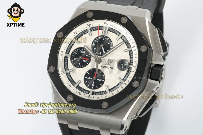 Royal Oak Offshore 26400SO 44mm APPF White & Black/Stick on SS/RU Bracelet A7750 Royal Oak Offshore 26400SO 44mm APPF White & Black/Stick on SS/RU Bracelet A7750