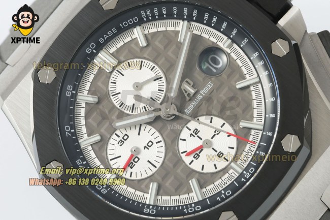 Royal Oak Offshore 26400SO 44mm APPF Gray & White/Stick on SS/RU Bracelet A7750 Royal Oak Offshore 26400SO 44mm APPF Gray & White/Stick on SS/RU Bracelet A7750