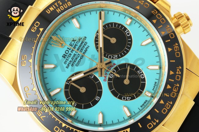 Daytona 126518 40mm APSF Turquoise & Black/Stick on YG/RU Strap SH413 Super Clone (Weighted) Daytona 126518 40mm APSF Turquoise & Black/Stick on YG/RU Strap SH413 Super Clone (Weighted)