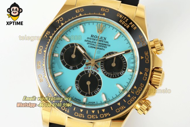 Daytona 126518 40mm APSF Turquoise & Black/Stick on YG/RU Strap SH413 Super Clone (Weighted) Daytona 126518 40mm APSF Turquoise & Black/Stick on YG/RU Strap SH413 Super Clone (Weighted)