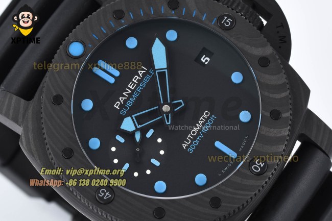 Submersible PAM960 Carbotech 42mm VSF Black/Blue Dot on SS/RU Strap OP.XXXIV Super Clone Submersible PAM960 Carbotech 42mm VSF Black/Blue Dot on SS/RU Strap OP.XXXIV Super Clone