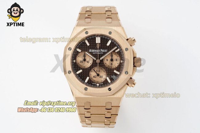 Royal Oak Chrono 26239OR 41mm APSF Brown/Stick on RG/RG Bracelet SH4401 Super Clone Royal Oak Chrono 26239OR 41mm APSF Brown/Stick on RG/RG Bracelet SH4401 Super Clone