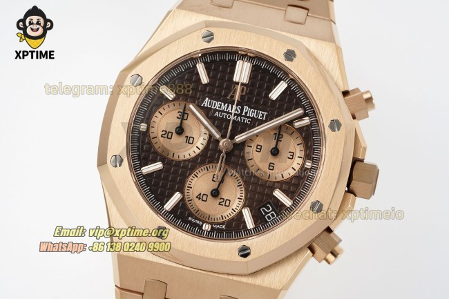 Royal Oak Chrono 26239OR 41mm APSF Brown/Stick on RG/RG Bracelet SH4401 Super Clone Royal Oak Chrono 26239OR 41mm APSF Brown/Stick on RG/RG Bracelet SH4401 Super Clone