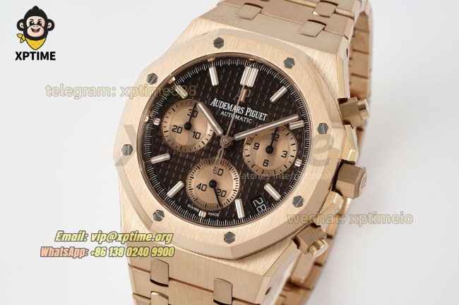 Royal Oak Chrono 26239OR 41mm APSF Brown/Stick on RG/RG Bracelet SH4401 Super Clone Royal Oak Chrono 26239OR 41mm APSF Brown/Stick on RG/RG Bracelet SH4401 Super Clone