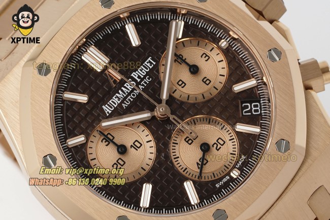 Royal Oak Chrono 26239OR 41mm APSF Brown/Stick on RG/RG Bracelet SH4401 Super Clone Royal Oak Chrono 26239OR 41mm APSF Brown/Stick on RG/RG Bracelet SH4401 Super Clone