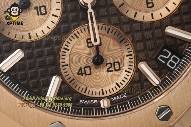 Royal Oak Chrono 26239OR 41mm APSF Brown/Stick on RG/RG Bracelet SH4401 Super Clone Royal Oak Chrono 26239OR 41mm APSF Brown/Stick on RG/RG Bracelet SH4401 Super Clone