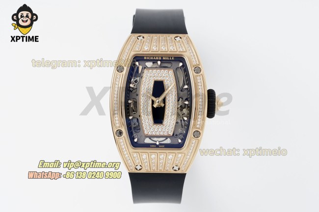 RM07-01 Ladies 31.5mm ZF RG Black/Damond Sketelon on RG/RU Strap CRMA2 RM07-01 Ladies 31.5mm ZF RG Black/Damond Sketelon on RG/RU Strap CRMA2