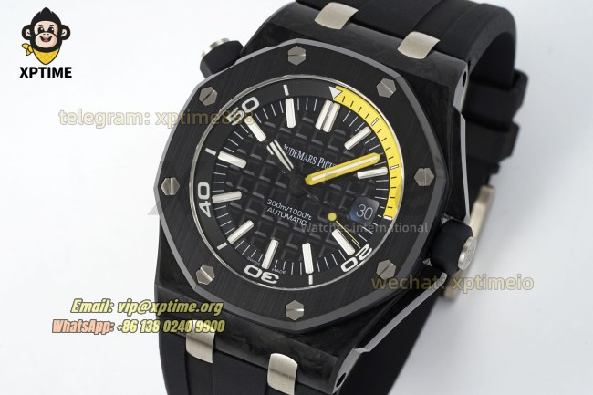 Royal Oak Diver 15707 42mm APSF Black/Stick on CE/RU Strap SA3120 Super Clone Royal Oak Diver 15707 42mm APSF Black/Stick on CE/RU Strap SA3120 Super Clone