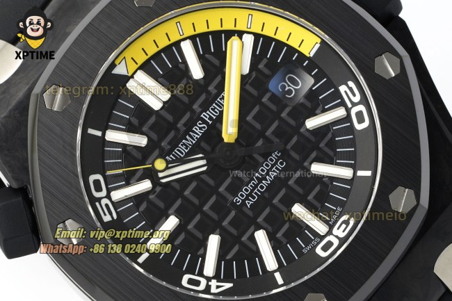 Royal Oak Diver 15707 42mm APSF Black/Stick on CE/RU Strap SA3120 Super Clone Royal Oak Diver 15707 42mm APSF Black/Stick on CE/RU Strap SA3120 Super Clone