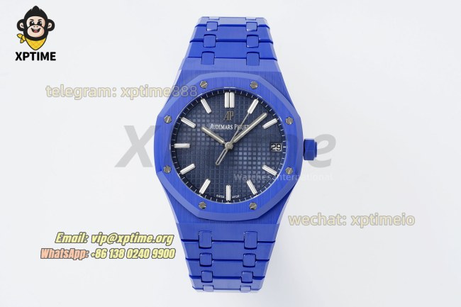 Royal Oak 15500 41mm APSF Blue/Stick on SS/CER Strap A4302 Super Clone Royal Oak 15500 41mm APSF Blue/Stick on SS/CER Strap A4302 Super Clone