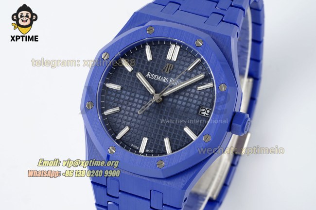 Royal Oak 15500 41mm APSF Blue/Stick on SS/CER Strap A4302 Super Clone Royal Oak 15500 41mm APSF Blue/Stick on SS/CER Strap A4302 Super Clone