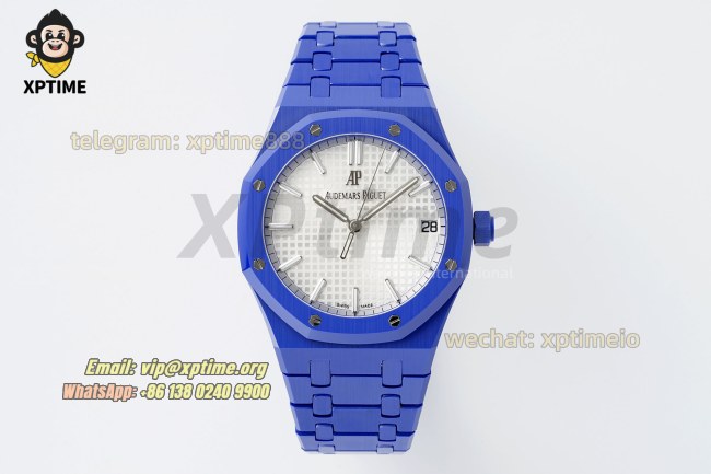 Royal Oak 15500 41mm APSF White/Stick on SS/CER Strap A4302 Super Clone Royal Oak 15500 41mm APSF White/Stick on SS/CER Strap A4302 Super Clone