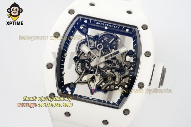 RM055 43mm APSF Sketelon/Blue on White CER/RU Strap RMUL2 RM055 43mm APSF Sketelon/Blue on White CER/RU Strap RMUL2