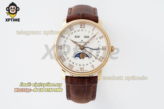 Villeret Complications 40mm APSF White/Roma/Numeral on RG/LE Strap A6654 Villeret Complications 40mm APSF White/Roma/Numeral on RG/LE Strap A6654
