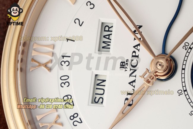 Villeret Complications 40mm APSF White/Roma/Numeral on RG/LE Strap A6654 Villeret Complications 40mm APSF White/Roma/Numeral on RG/LE Strap A6654