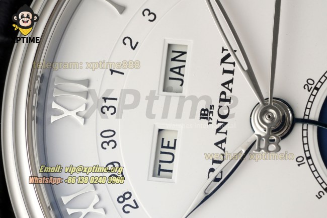 Villeret Complications 40mm APSF White/Roma/Numeral on SS/LE Strap A6654 Villeret Complications 40mm APSF White/Roma/Numeral on SS/LE Strap A6654