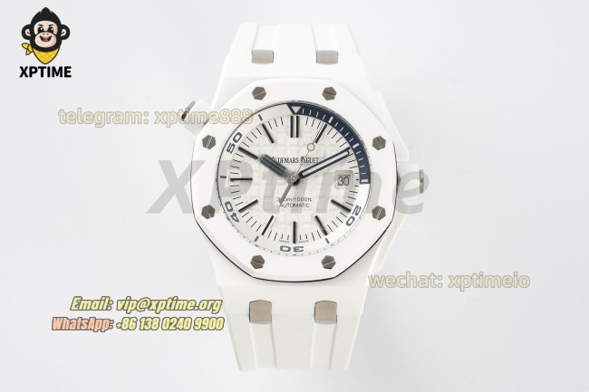 Royal Oak Diver 15707 42mm APSF White/Stick on CE/RU Strap SA3120 Super Clone Royal Oak Diver 15707 42mm APSF White/Stick on CE/RU Strap SA3120 Super Clone
