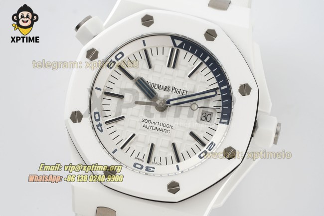 Royal Oak Diver 15707 42mm APSF White/Stick on CE/RU Strap SA3120 Super Clone Royal Oak Diver 15707 42mm APSF White/Stick on CE/RU Strap SA3120 Super Clone