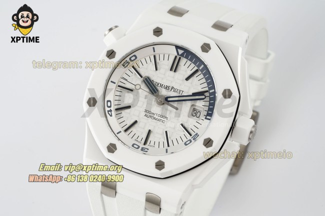 Royal Oak Diver 15707 42mm APSF White/Stick on CE/RU Strap SA3120 Super Clone Royal Oak Diver 15707 42mm APSF White/Stick on CE/RU Strap SA3120 Super Clone