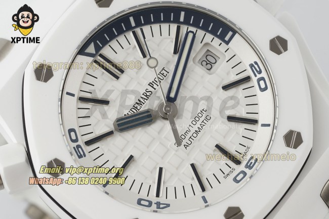 Royal Oak Diver 15707 42mm APSF White/Stick on CE/RU Strap SA3120 Super Clone Royal Oak Diver 15707 42mm APSF White/Stick on CE/RU Strap SA3120 Super Clone