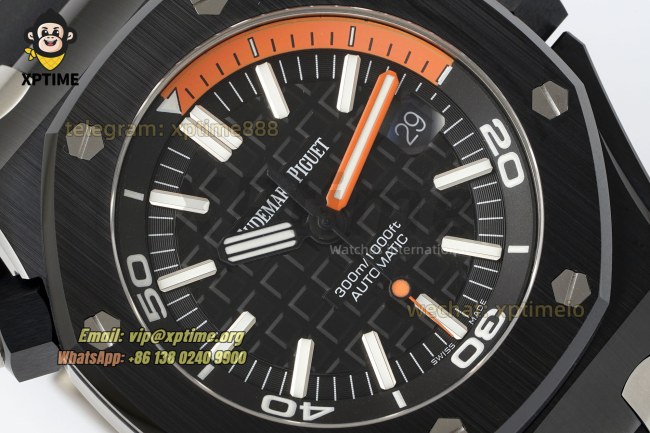 Royal Oak Diver 15707 42mm APSF Black/Stick on CE/RU Strap SA3120 Super Clone Royal Oak Diver 15707 42mm APSF Black/Stick on CE/RU Strap SA3120 Super Clone