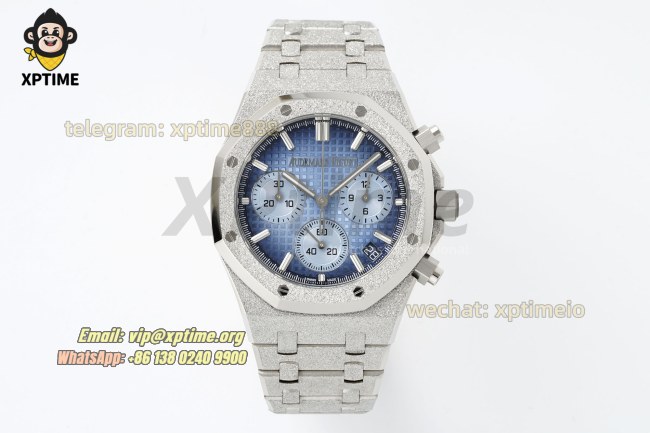 Royal Oak Chrono 26240 Frosted 41mm APSF Blue/Stick on SS/SS Bracelet SH4401 Super Clone Royal Oak Chrono 26240 Frosted 41mm APSF Blue/Stick on SS/SS Bracelet SH4401 Super Clone