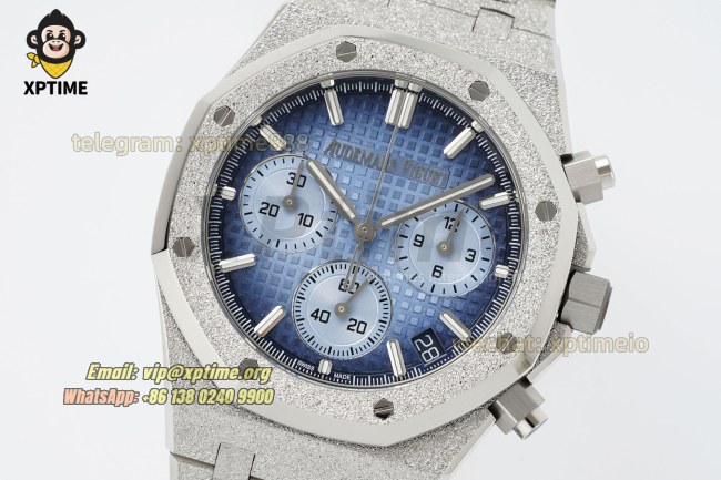 Royal Oak Chrono 26240 Frosted 41mm APSF Blue/Stick on SS/SS Bracelet SH4401 Super Clone Royal Oak Chrono 26240 Frosted 41mm APSF Blue/Stick on SS/SS Bracelet SH4401 Super Clone