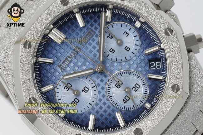 Royal Oak Chrono 26240 Frosted 41mm APSF Blue/Stick on SS/SS Bracelet SH4401 Super Clone Royal Oak Chrono 26240 Frosted 41mm APSF Blue/Stick on SS/SS Bracelet SH4401 Super Clone