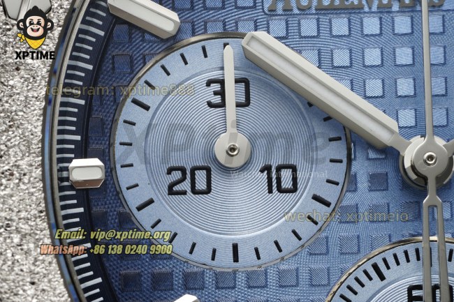 Royal Oak Chrono 26240 Frosted 41mm APSF Blue/Stick on SS/SS Bracelet SH4401 Super Clone Royal Oak Chrono 26240 Frosted 41mm APSF Blue/Stick on SS/SS Bracelet SH4401 Super Clone
