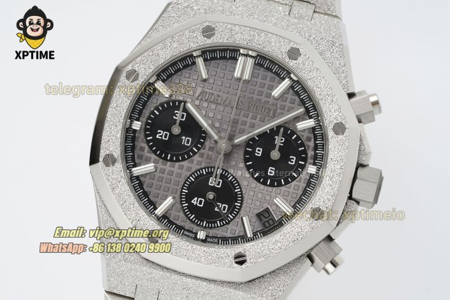 Royal Oak Chrono 26240 Frosted 41mm APSF Gray & Black/Stick on SS/SS Bracelet SH4401 Super Clone Royal Oak Chrono 26240 Frosted 41mm APSF Gray & Black/Stick on SS/SS Bracelet SH4401 Super Clone