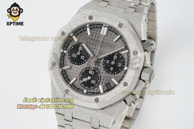 Royal Oak Chrono 26240 Frosted 41mm APSF Gray & Black/Stick on SS/SS Bracelet SH4401 Super Clone Royal Oak Chrono 26240 Frosted 41mm APSF Gray & Black/Stick on SS/SS Bracelet SH4401 Super Clone