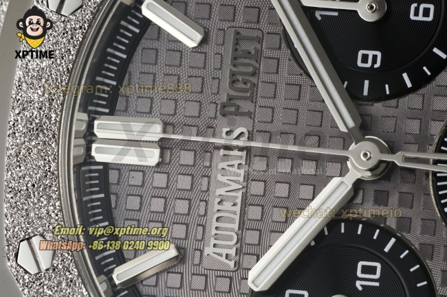 Royal Oak Chrono 26240 Frosted 41mm APSF Gray & Black/Stick on SS/SS Bracelet SH4401 Super Clone Royal Oak Chrono 26240 Frosted 41mm APSF Gray & Black/Stick on SS/SS Bracelet SH4401 Super Clone